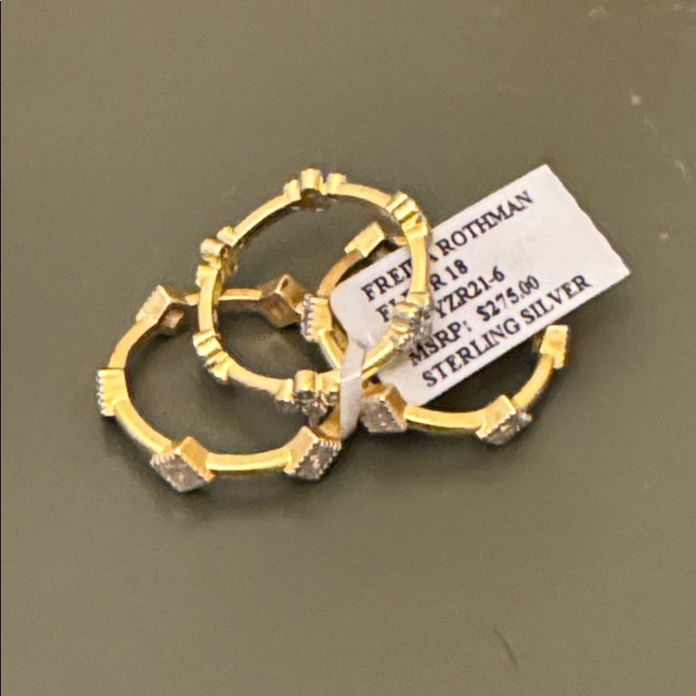 NWT Freida Rothman Silver trio ring size 6